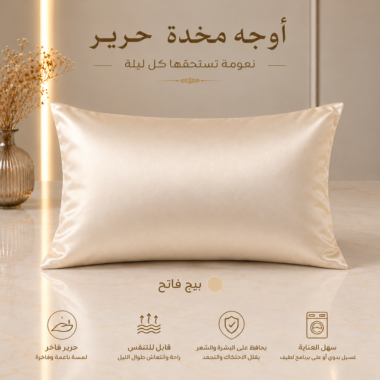 أوجه مخدة حرير — بيج